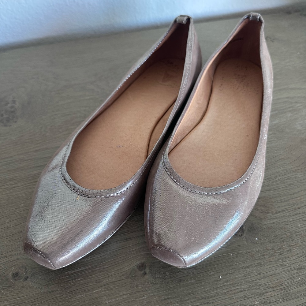 Frye Shimmering Taupe Leather Ballet Flats